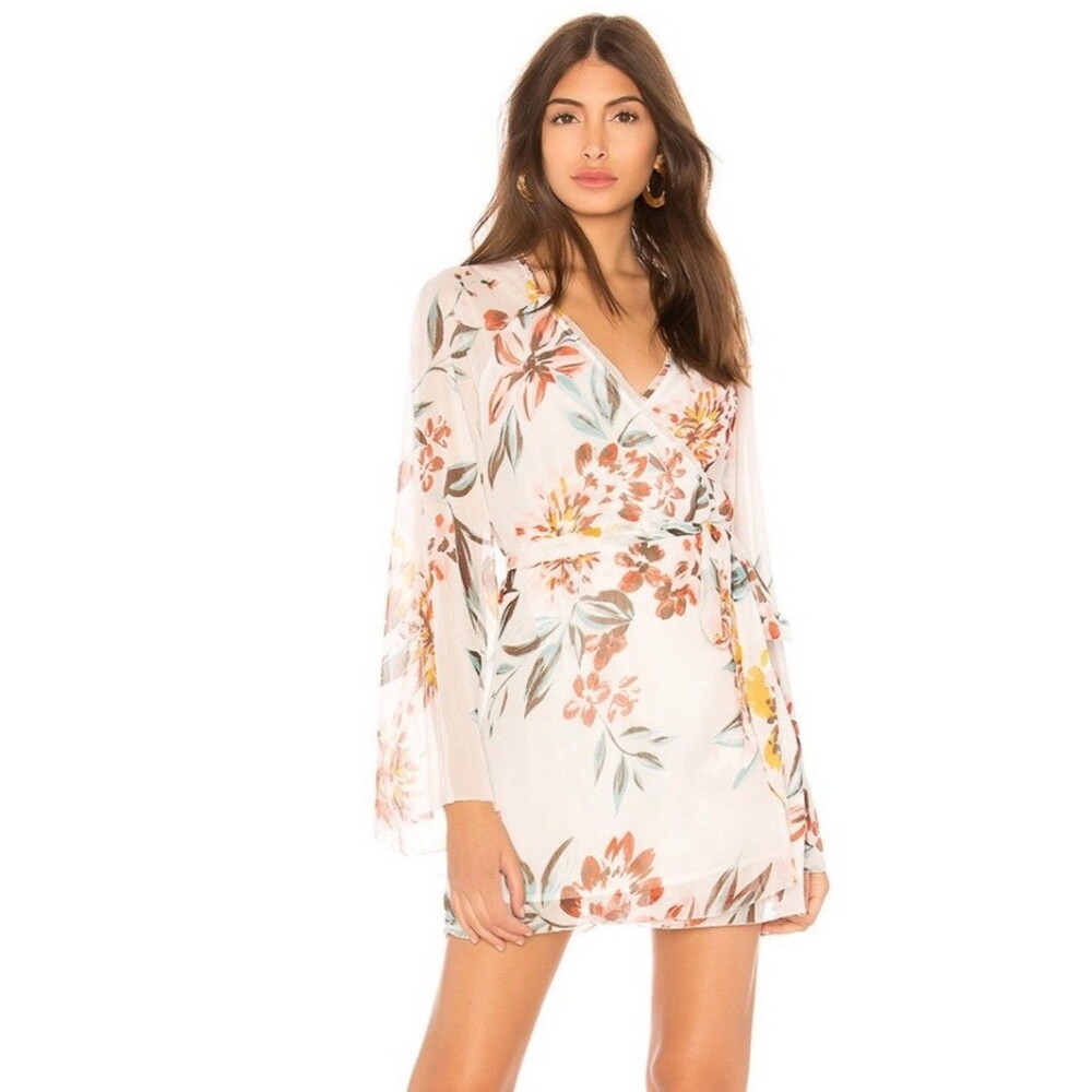Tularosa Robin Mini Wrap Dress XS Dahlia White Floral
